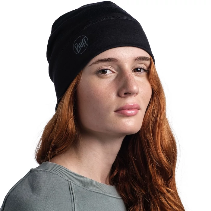 BUFF Merino Lightweight Beanie - solid black - merinó sapka