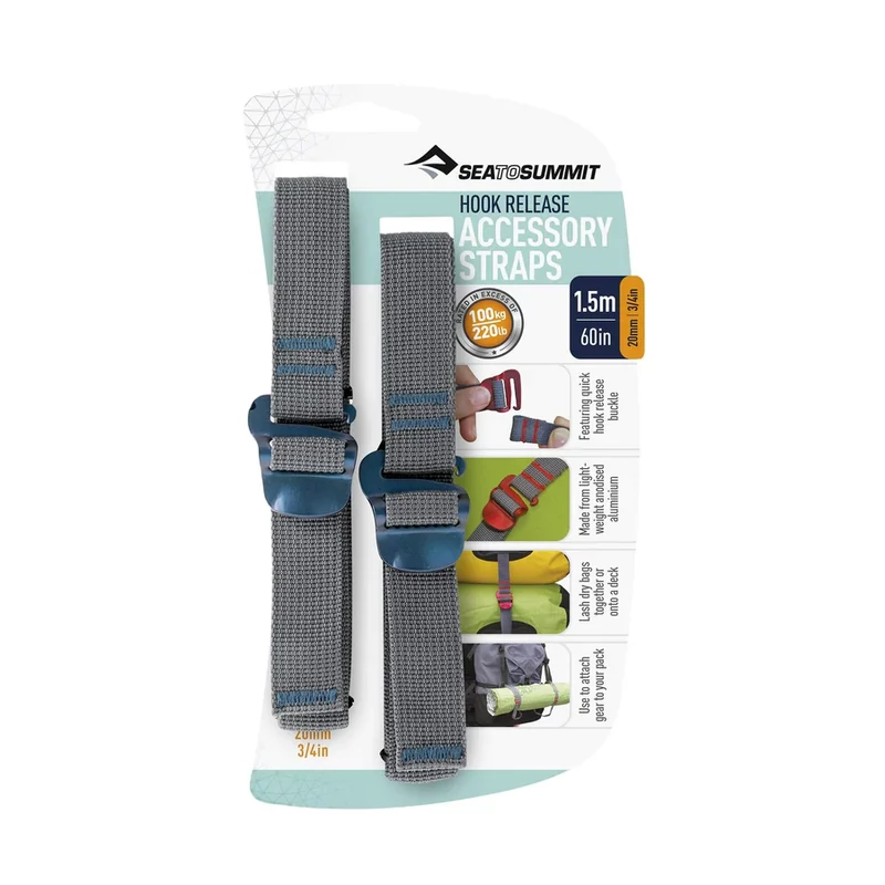 SEA TO SUMMIT Accessory Straps 20mm with Hook rögzítőheveder 1,5m - 1 pár