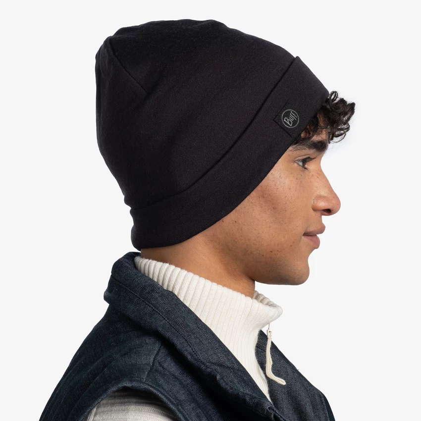 BUFF Merino Heavyweight Beanie - solid black - merinó sapka