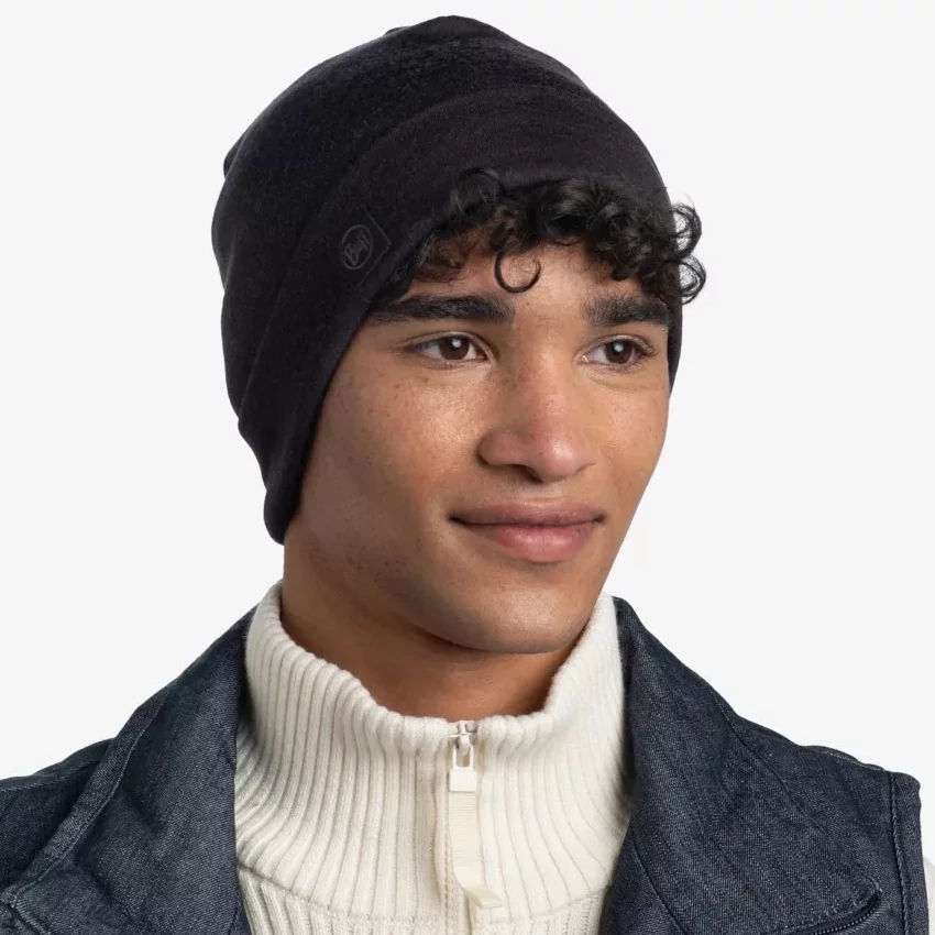 BUFF Merino Heavyweight Beanie - solid black - merinó sapka