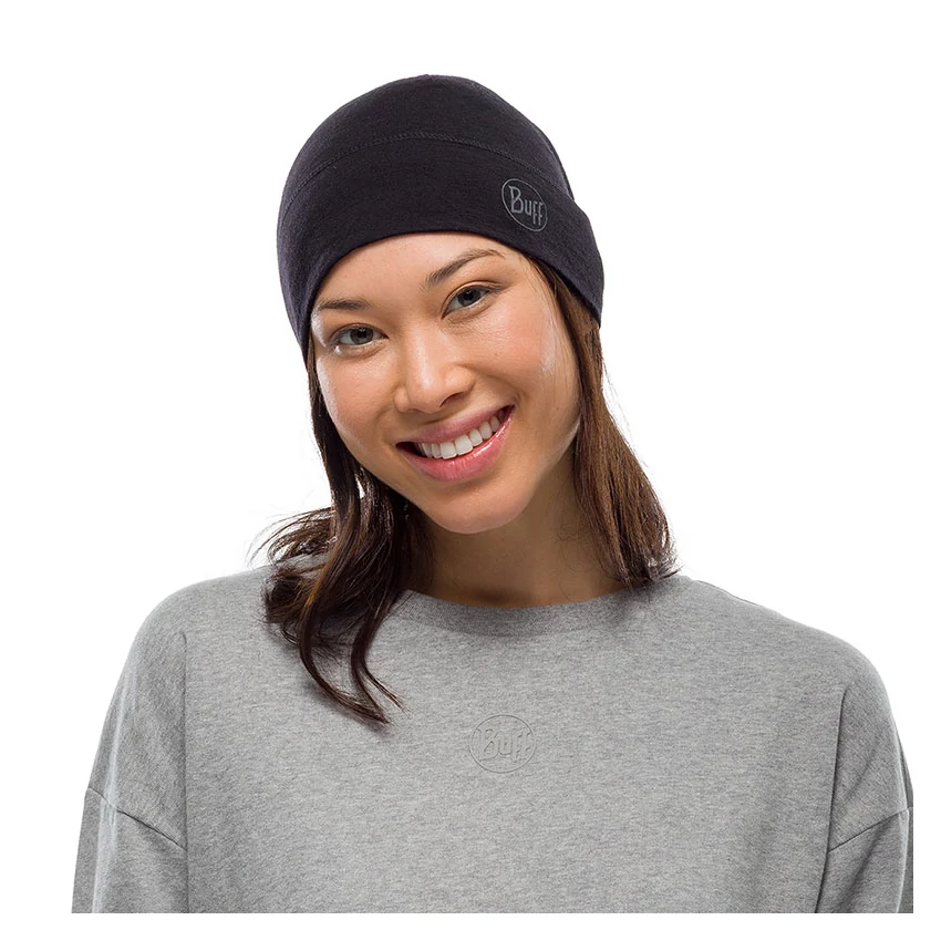 BUFF Merino Midweight Beanie - solid black - merinó sapka