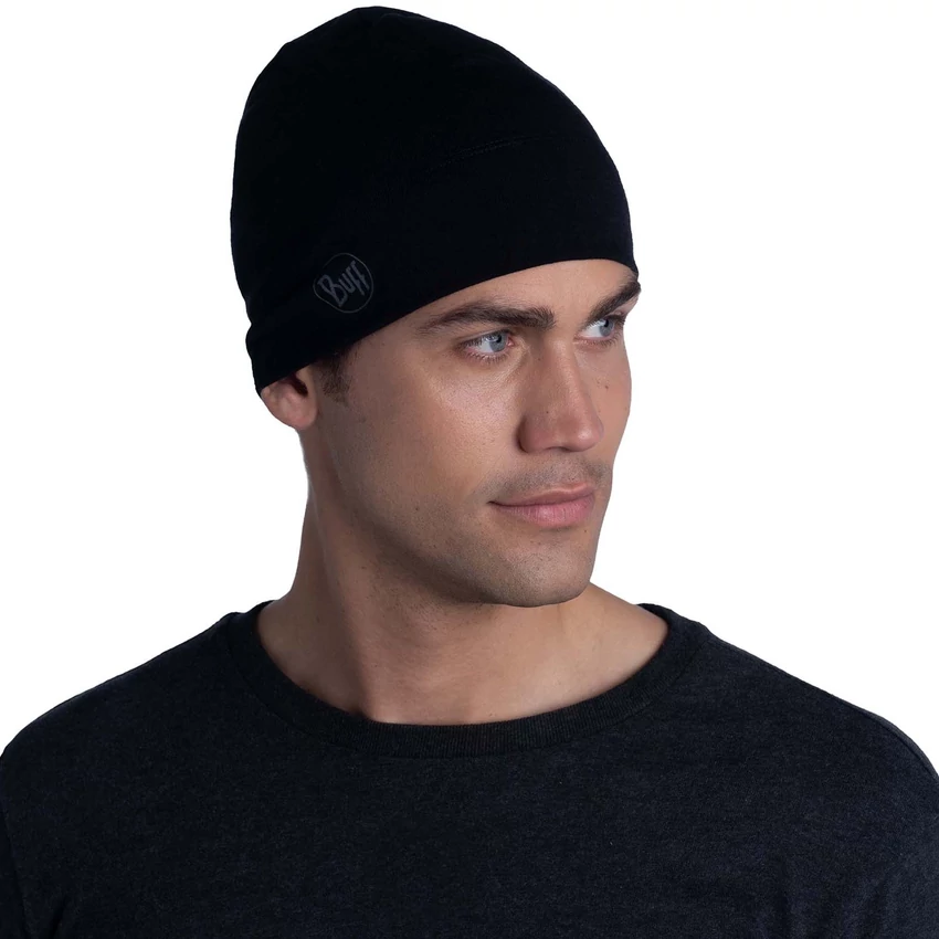 BUFF Merino Midweight Beanie - solid black - merinó sapka